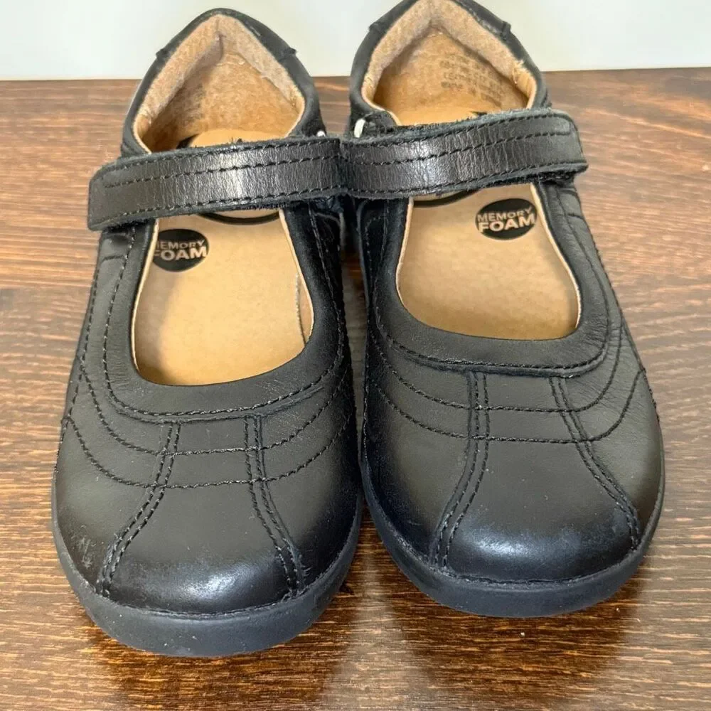 Stride Rite girls Claire black leather shoe size 10M -7”